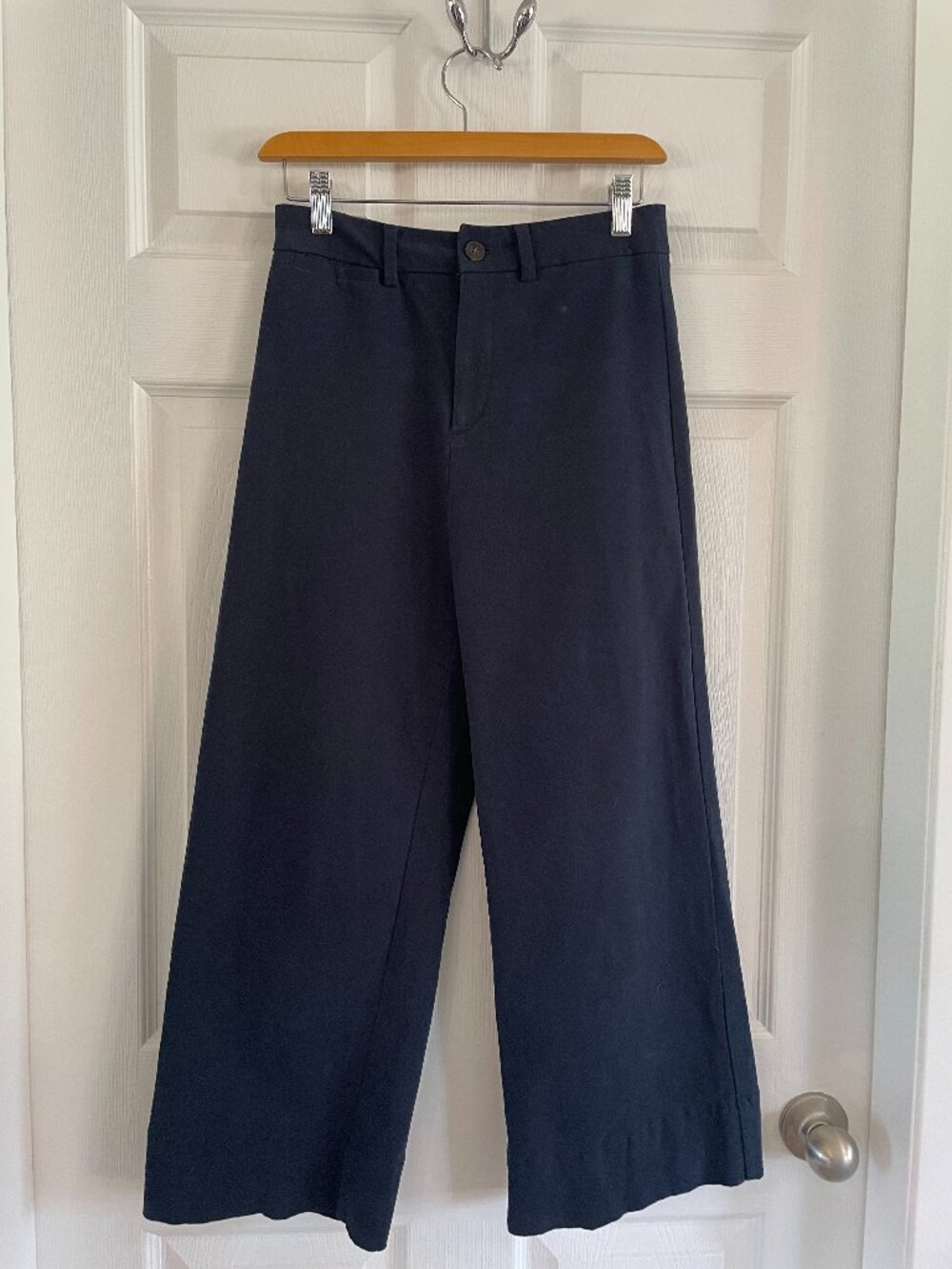 Frank And Oak Navy Wide Leg Cropped Trousers Size 4